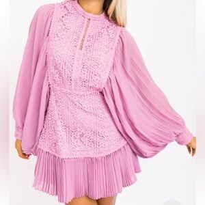 Lavender Fate pleated mini dress- Medium